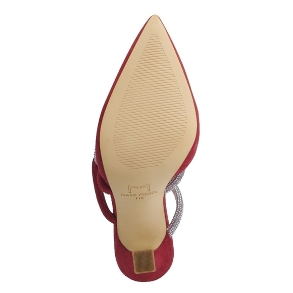 Marc Fisher LTD Candy Heeled Red Suede Mule Size 8.5 - Picture 5 of 11